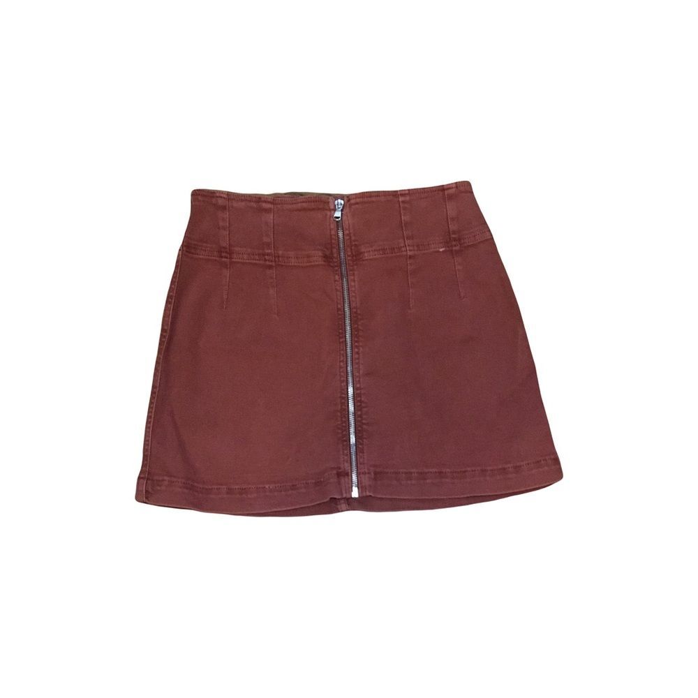 We the Free sz 30 Free People Front Zip Y2K Rust Auburn color GUC mini skirt